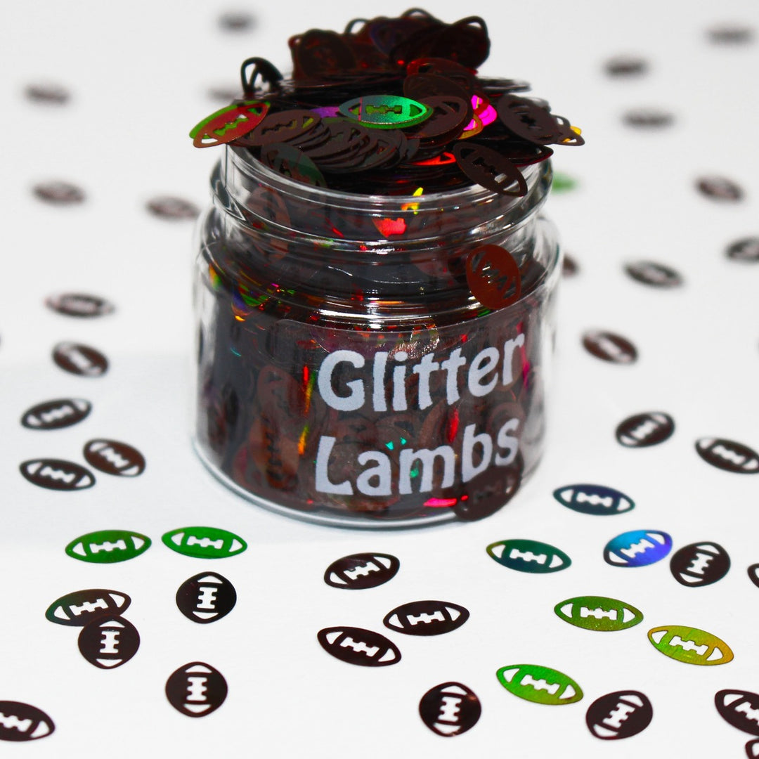 Game Day(5mm) Football Glitter Holographic by GlitterLambs.com