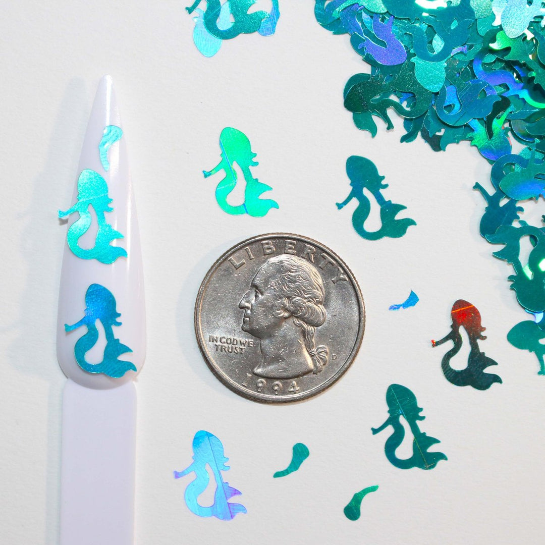 Mermaid Shaped Glitter Aqua Color by GlitterLambs.com