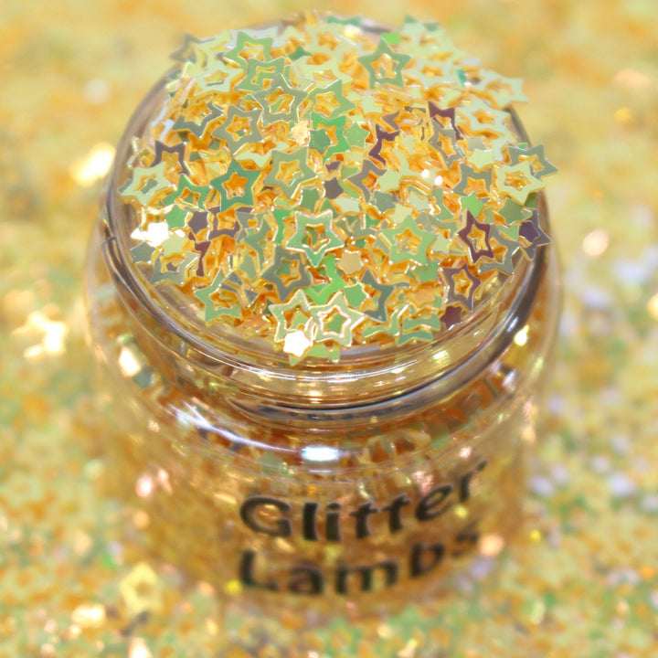 Mustard Yellow hollow star glitter by GlitterLambs.com