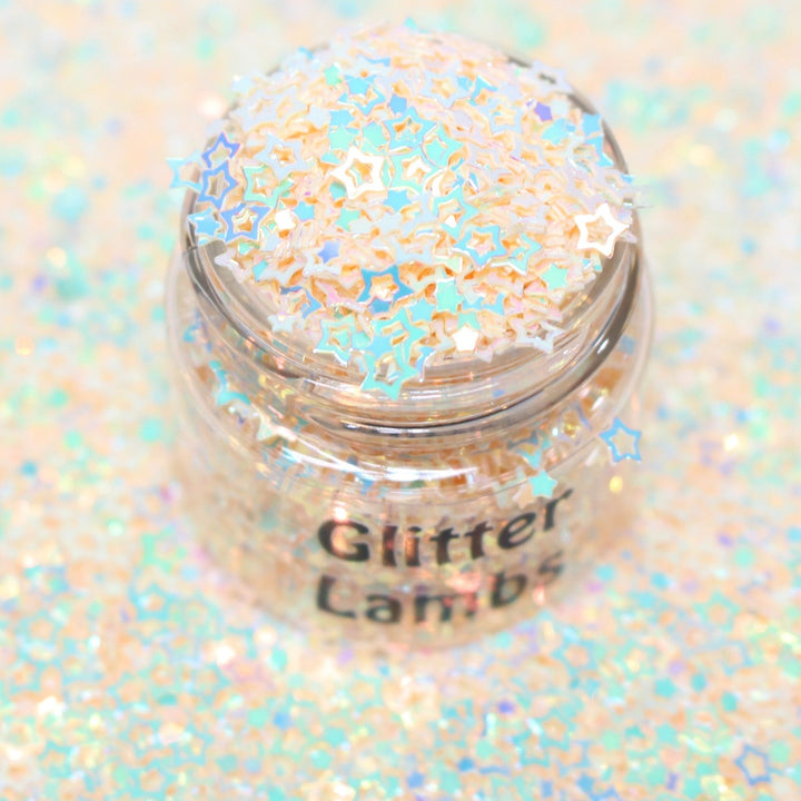 Nectar glitter by GlitterLambs.com Hollow peach colored star glitters