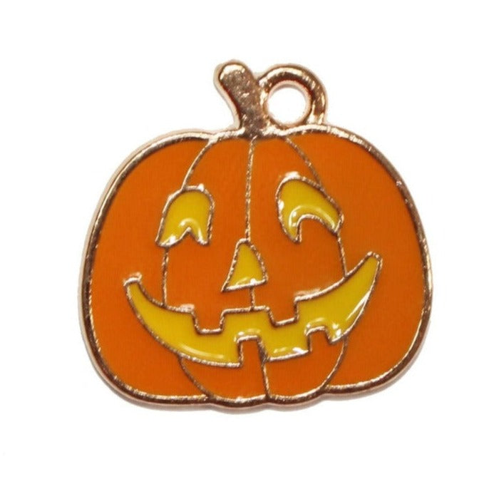 Pumpkin Halloween Necklace Charm by GlitterLambs.com