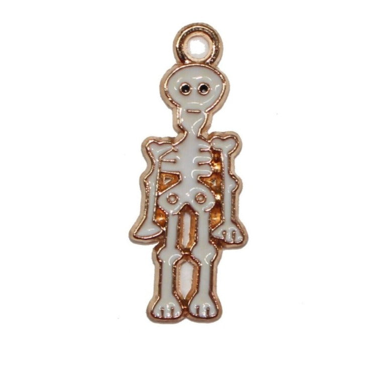 Spooky Scary Skeleton Halloween Necklace Charm by GlitterLambs.com 