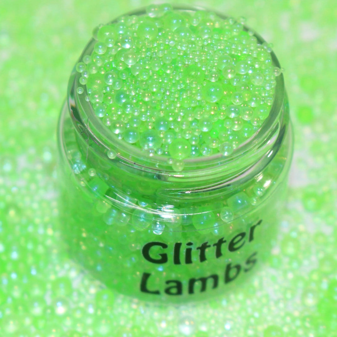 Adopt A Troll Caviar Lime Green Beads 1-2mm by GlitterLambs.com
