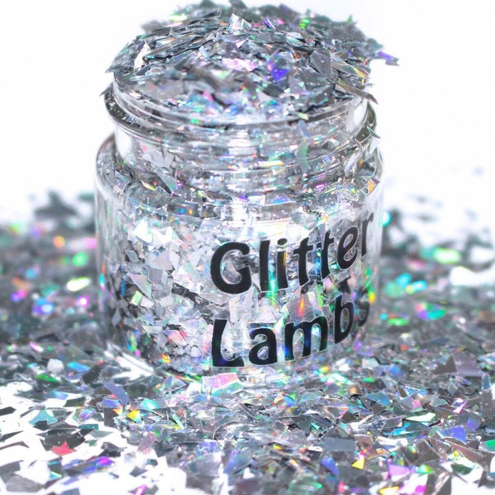 Broken CD's Glitter by GlitterLambs.com | Silver Holographic Mylar