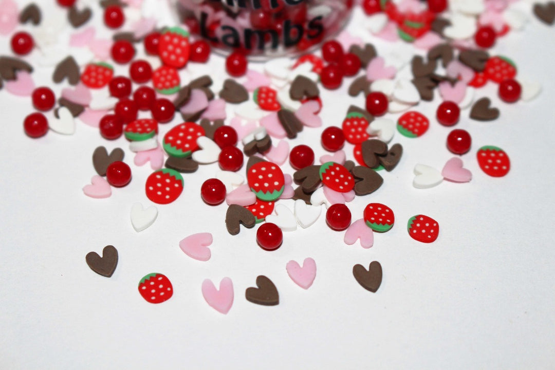 Chocolate Covered Strawberries Clay Sprinkles And Beads by GlitterLambs.com