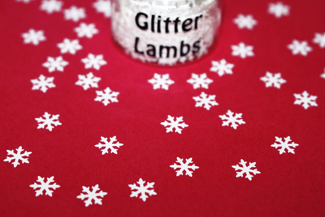 Christmas White Snowflakes Glitter Shapes by GlitterLambs.com