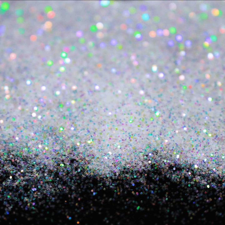 Cobwebs Halloween Glitter by GlitterLambs.com White iridescent glitter with rainbow shifts