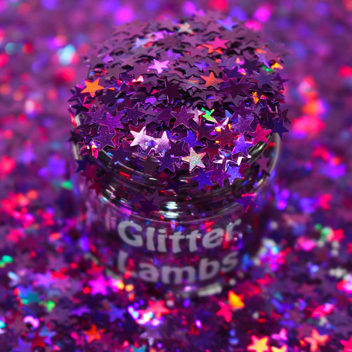 Come In For A Spell Halloween Holographic Purple Star Glitter by GlitterLambs.com