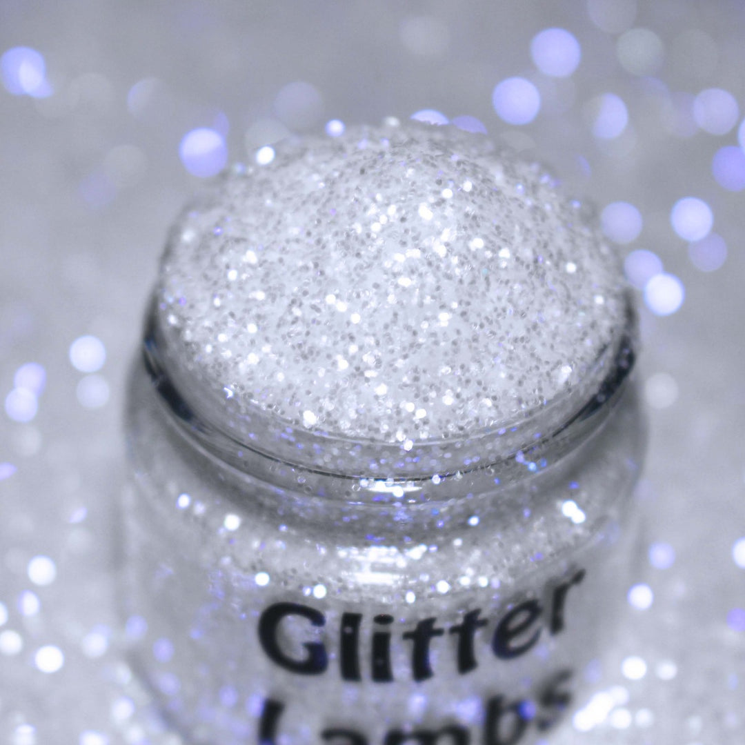 Cursed Tombstone Halloween Glitter by GlitterLambs.com White iridescent with blue shifts