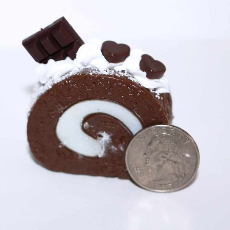 Chocolate Dessert Cake Roll Cabochon For Christmas Gingerbread House Making, Crafts, etc