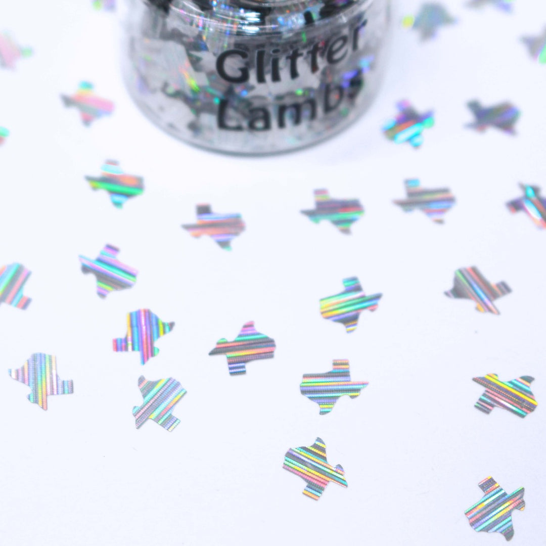Don't Mess With Texas Silver Holographic Glitter by GlitterLambs.com