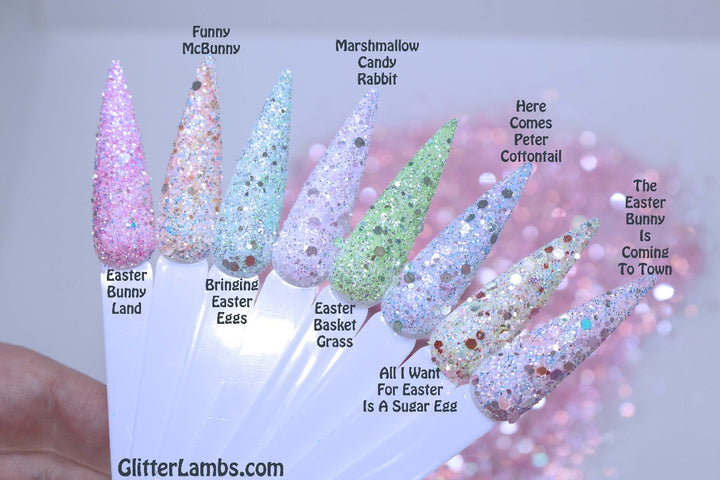 Easter Bunny Land Glitter by GlitterLambs.com Glitter Nail Swatches
