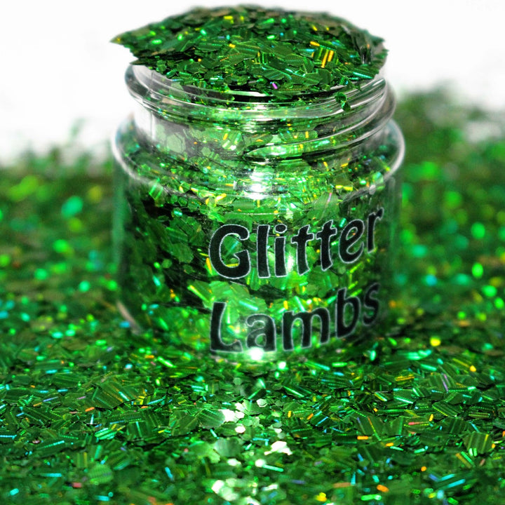 The Elves Trashed My X-Mas Tree Christmas Glitter by GlitterLambs.com Green Holographic Glitter