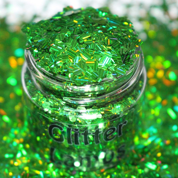 The Elves Trashed My X-Mas Tree Christmas Glitter by GlitterLambs.com Green Holographic Glitter