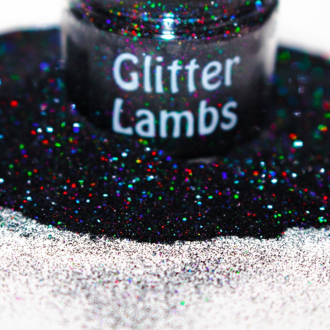 Galaxy Glitter. Size is .004. Great for crafts, nails, resin, etc by GlitterLambs.com Black Holographic Mix