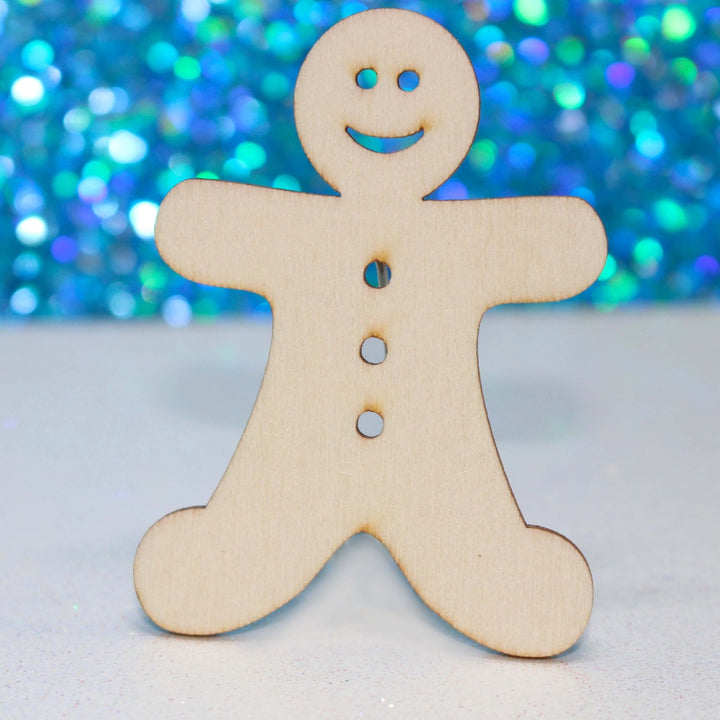 Gingerbread Man Christmas Laser Cut Out Wood Shapes Blanks by GlitterLambs.com