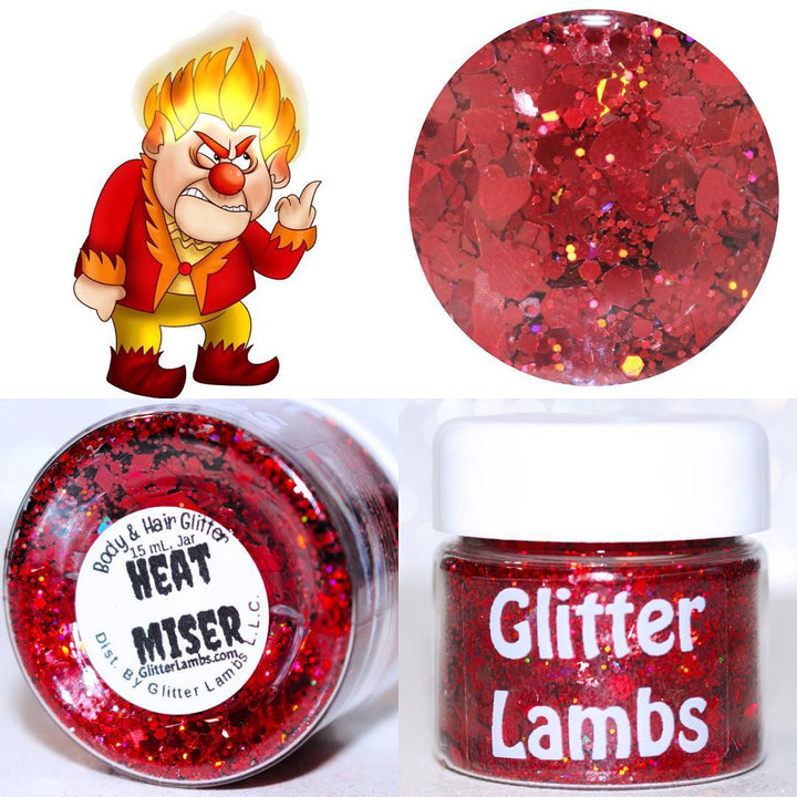 Glitter Lambs "Heat Miser" Christmas Body & Hair Glitter by GlitterLambs.com | Clipart by @cosmictangent92 Heat Miser Glitter | For Body, Nails, Crafts, Resin