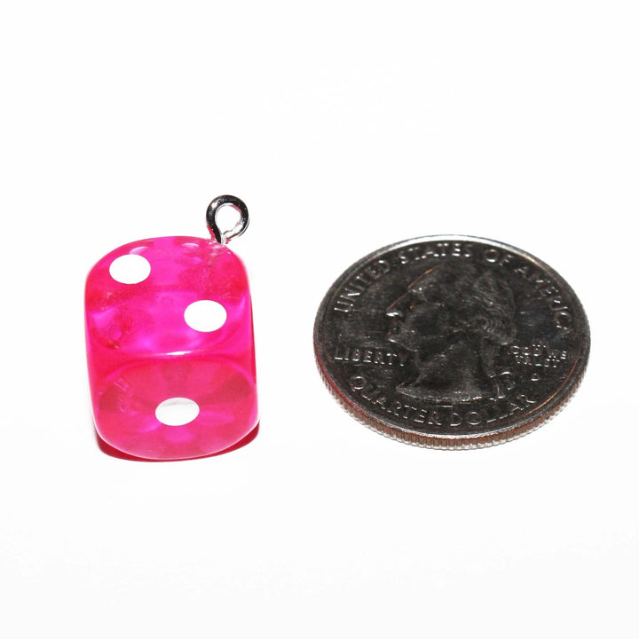 Hot Pink Die (dice) charms by GlitterLambs.com