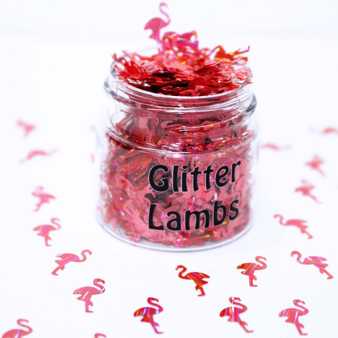 I Want A Flamingo For X-Mas Pink Holographic Glitter by GlitterLambs.com