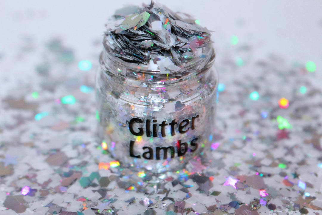 Ice Palace Glitter. Jar is 15 mL. This glitter mix works great for crafts, nails, resin, body, hair, etc by GlitterLambs.com