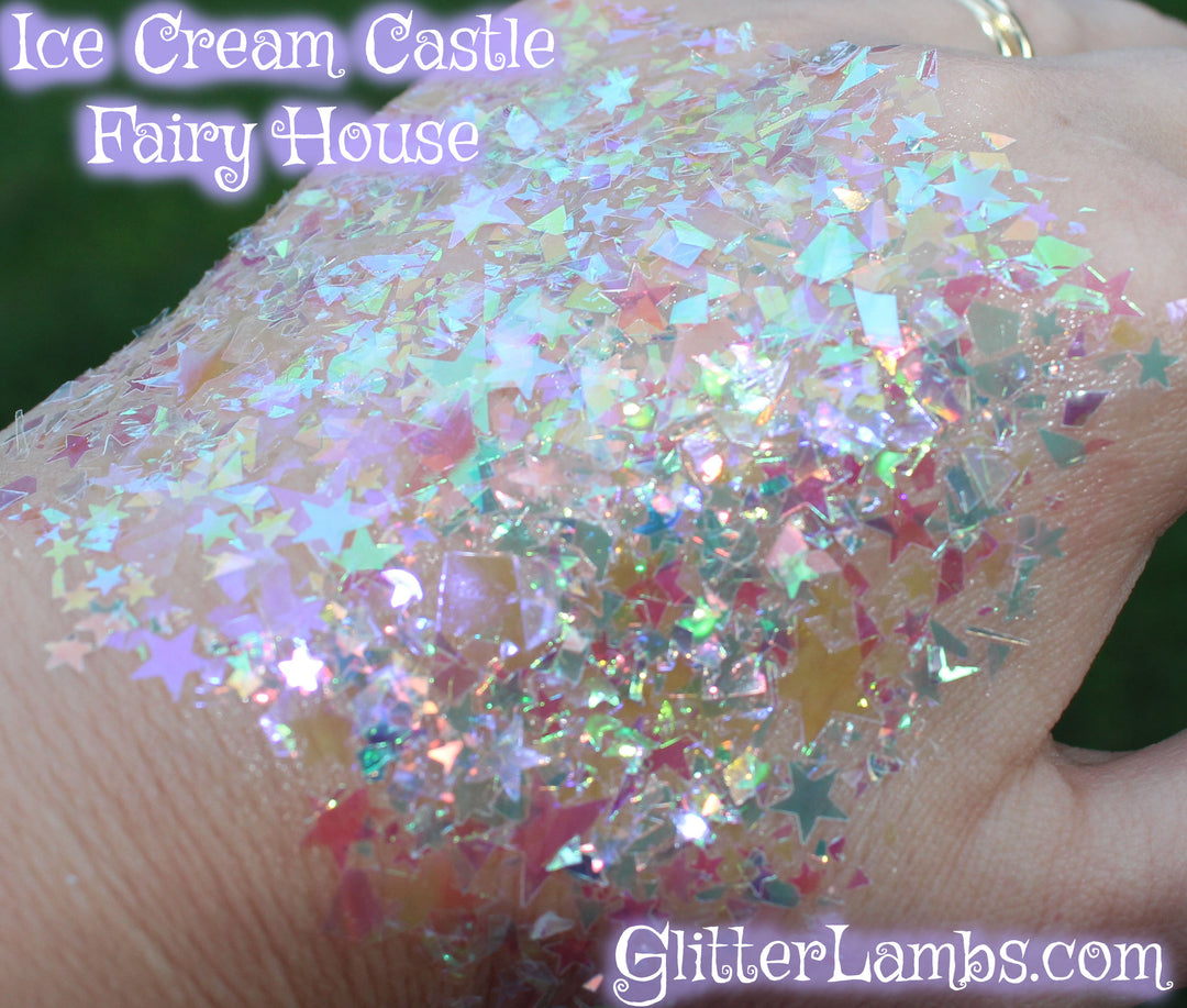Ice Cream Castle Fairy House Hair Glitter Body Glitter GlitterLambs.com Iridescent Stars Hair Glitter