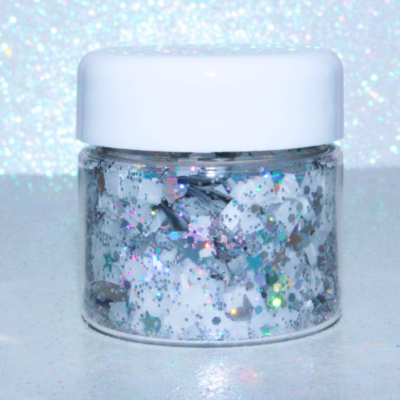 Ice Palace Glitter. Jar is 15 mL. This glitter mix works great for crafts, nails, resin, body, hair, etc by GlitterLambs.com