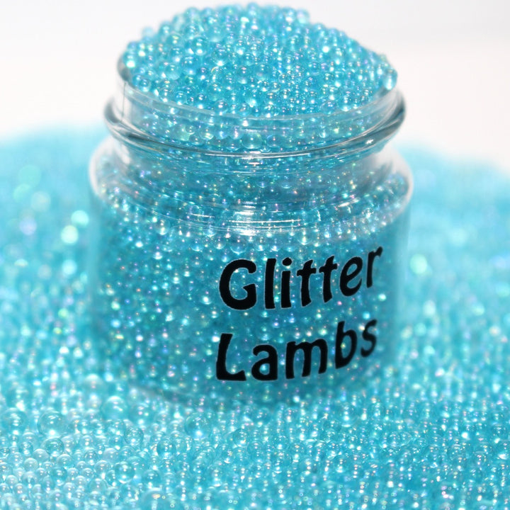 Jack Frost Bubble Bath Glass Beads by GlitterLambs.com Light Blue Christmas Orbs