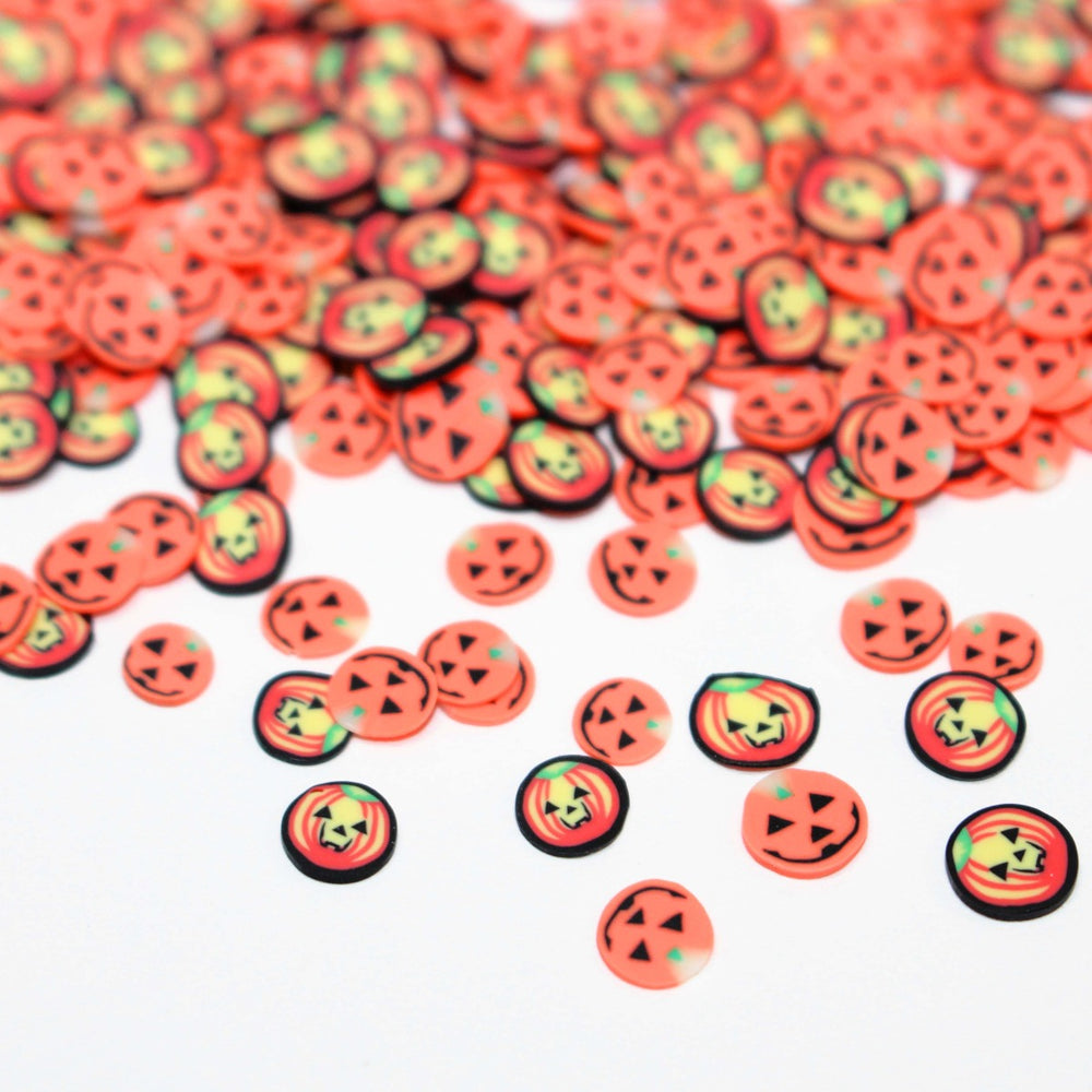 Jack-O-Lantern Halloween Fall Pumpkin Clay Slice Polymer Sprinkles by Glitterlambs.com