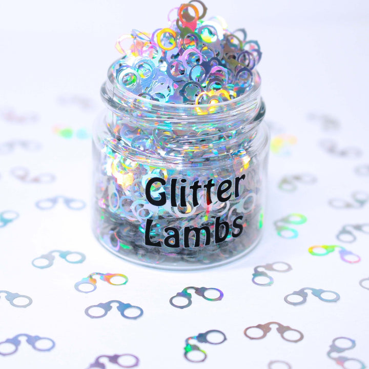 Locked Up Handcuff Silver Holographic Glitter by GlitterLambs.com