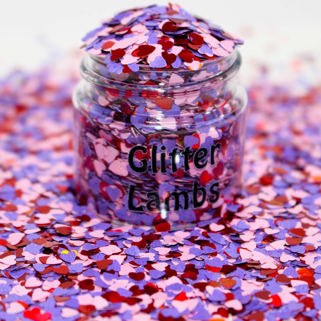 Love Bug Valentine Glitter by GlitterLambs.com Pink, Red and Purple Heart Glitter