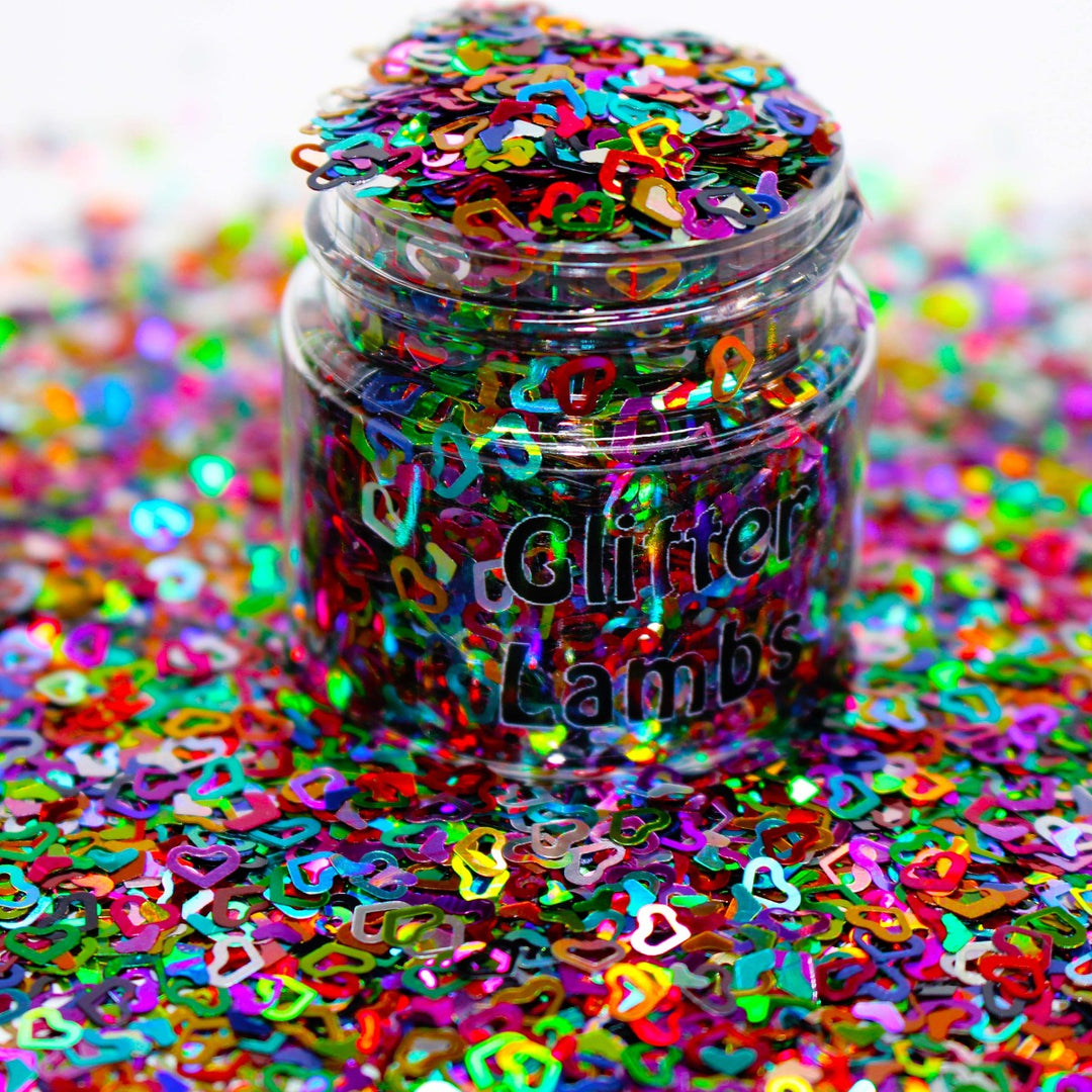 Magical Heart Sprinkles Holographic Hollow Hearts by GlitterLambs.com Valentine Glitter