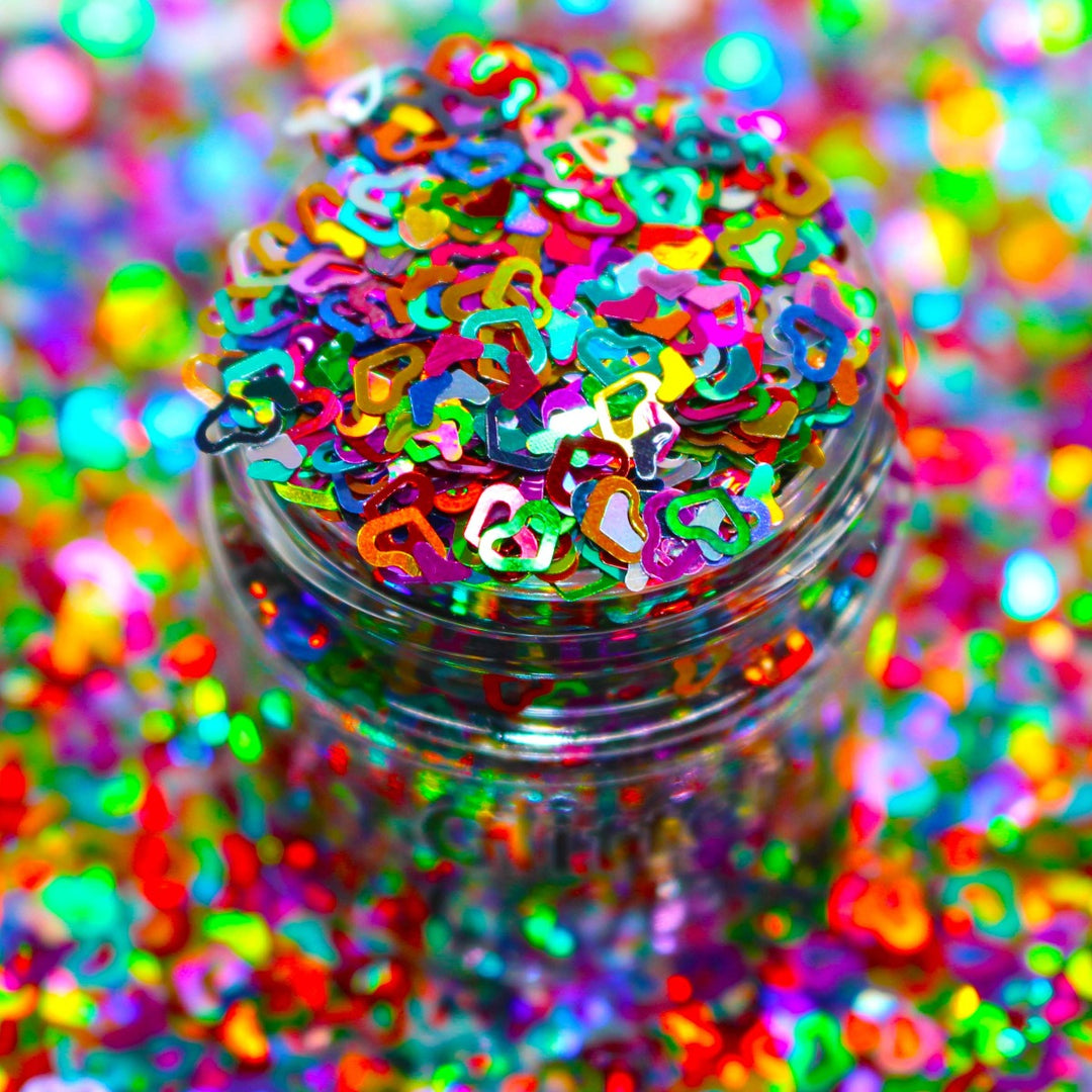 Magical Heart Sprinkles Holographic Hollow Hearts by GlitterLambs.com Valentine Glitter