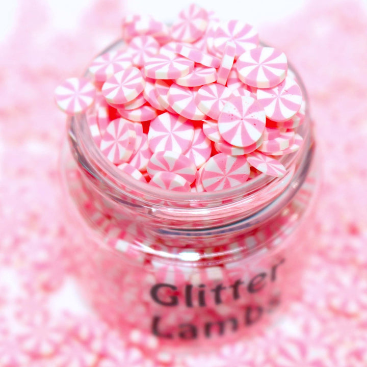 Mrs. Claus's Handmade Mints Christmas Pink Peppermint Clay Sprinkles by GlitterLambs.com