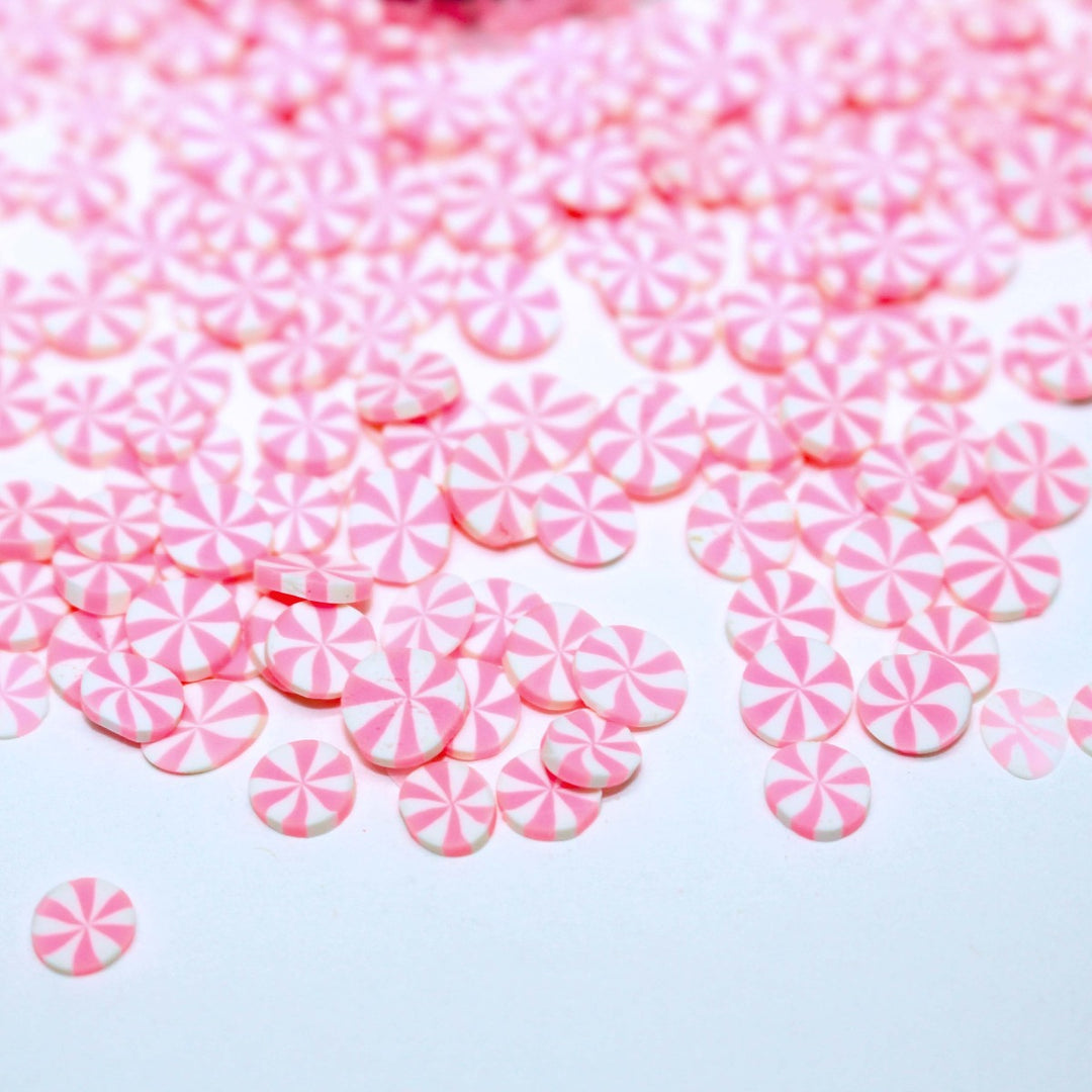 Mrs. Claus's Handmade Mints Christmas Pink Peppermint Clay Sprinkles by GlitterLambs.com