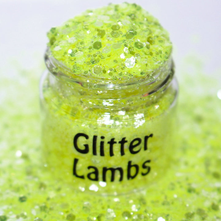 My Unicorn Has A Lemonade Stand Glitter. Great for crafts, resin, nails, tumbler cups, acrylic pouring, etc by Glitter Lambs GlitterLambs.com Yellow Chunky Loose Glitter Mix