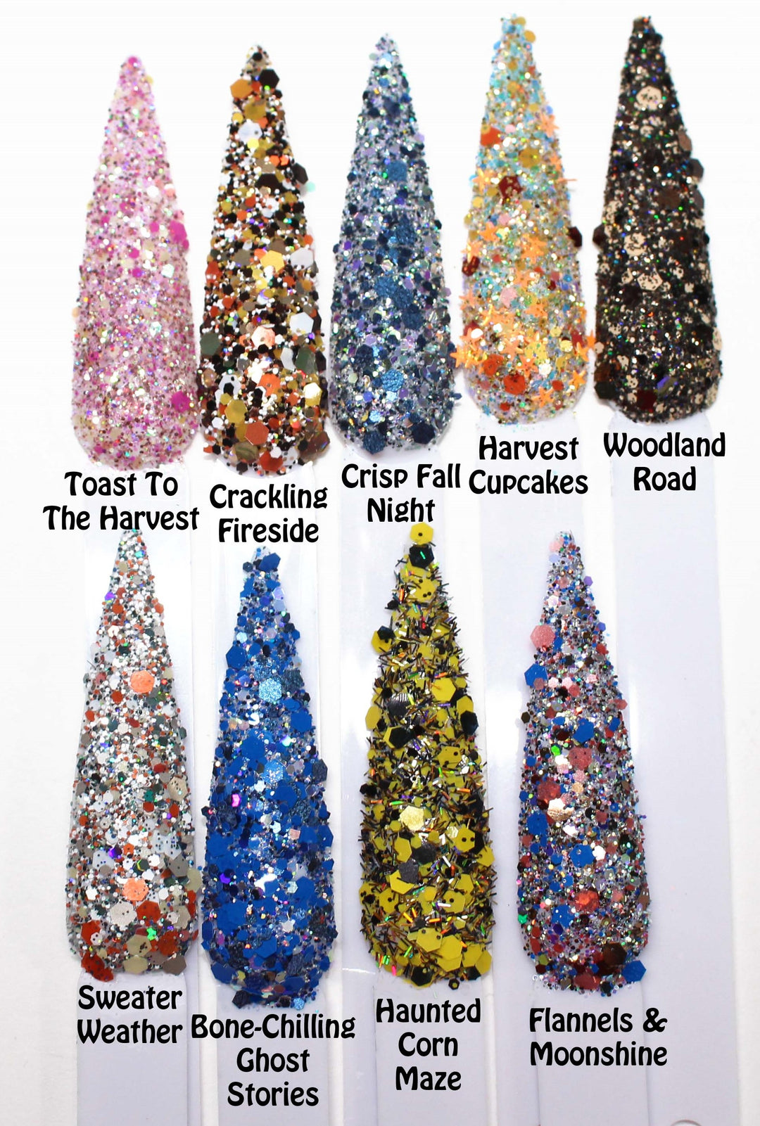 OH My Gourd, It's FALL Glitter Collection of 9 Nail Swatch by GlitterLambs.com