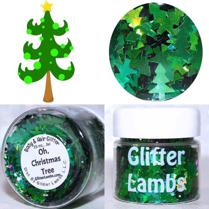 Glitter Lambs "Oh Christmas Tree" Christmas Body & Hair Glitter by GlitterLambs.com #glitter #christmas #christmasglitter #glitterlambs #christmastreeglitter #greenglitter