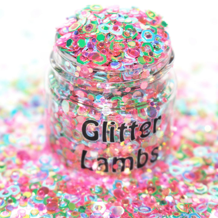 Powerpuff Girls Glitter by GlitterLambs.com. Great for arts and crafts, nails, resin, acrylic pouring, tumbler cups, etc. 