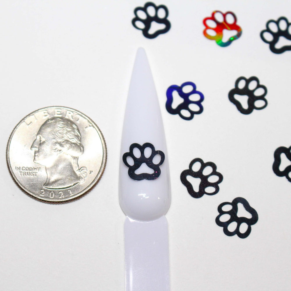 Puppy Paws Glitter by GlitterLambs.com Black Holographic Dog Prints