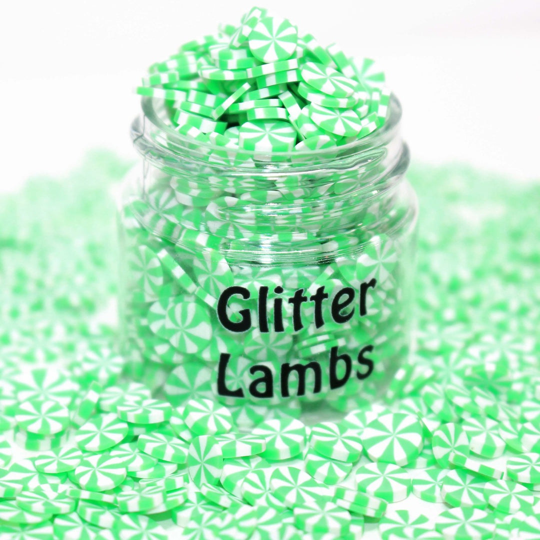 Santa's Minty Mints Christmas Green Clay Peppermint Sprinkles by GlitterLambs.com