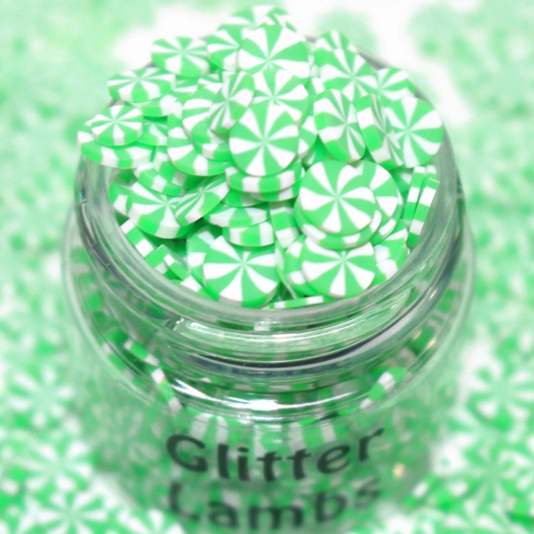 Santa's Minty Mints Christmas Green Clay Peppermint Sprinkles by GlitterLambs.com