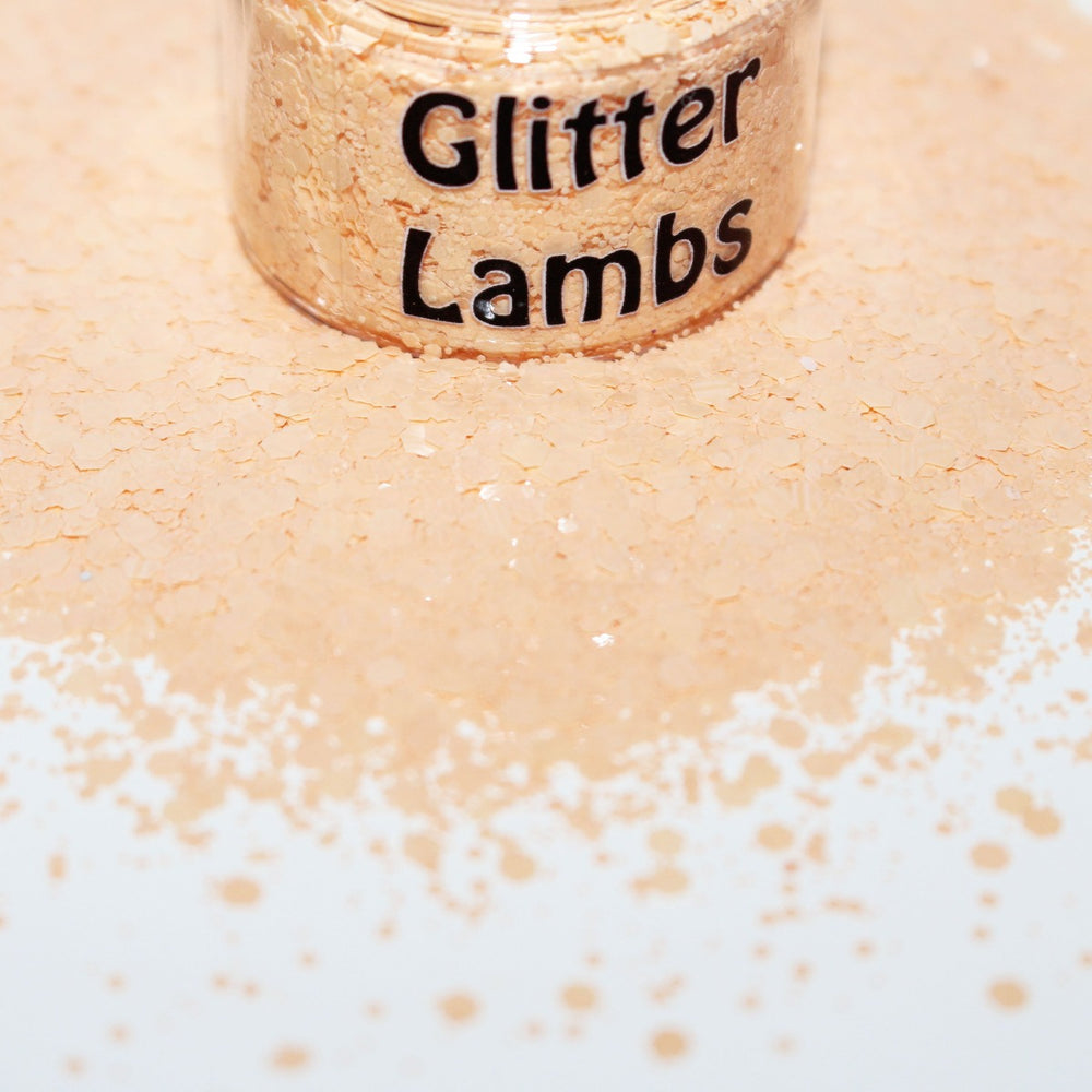 Scoops Of Sherbet glitter. A chunky peach glitter mix that is great for crafts, nails, resin, body, hair, tumbler cups, acrylic pouring, diy projects, etc. by GlitterLambs.com