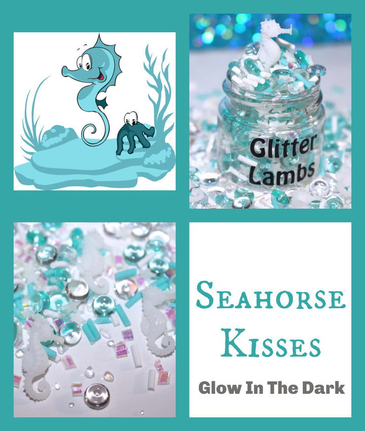 Seahorse Kisses (Glow In The Dark) Clay and Beads By GlitterLambs.com