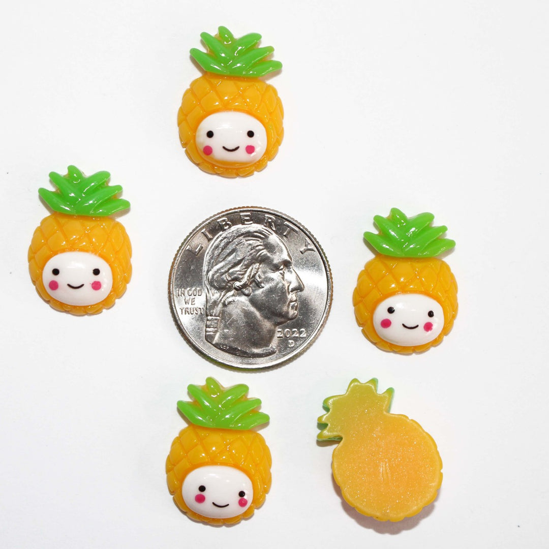 Smiling Pineapple Charm for slime, crafts, diy by GlitterLambs.com