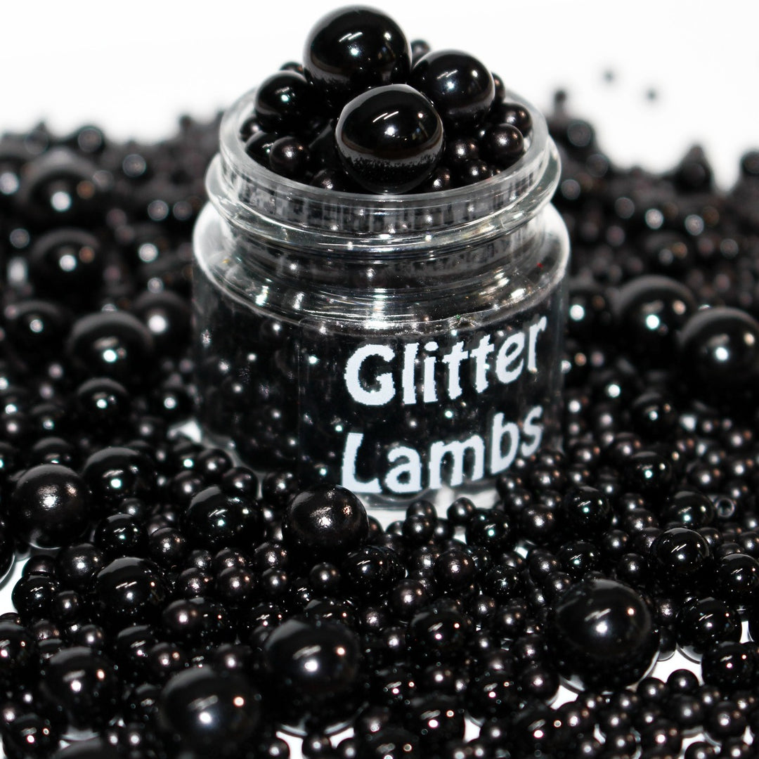 Spilled Ink Black Beads 3-10mm by GlitterLambs.com