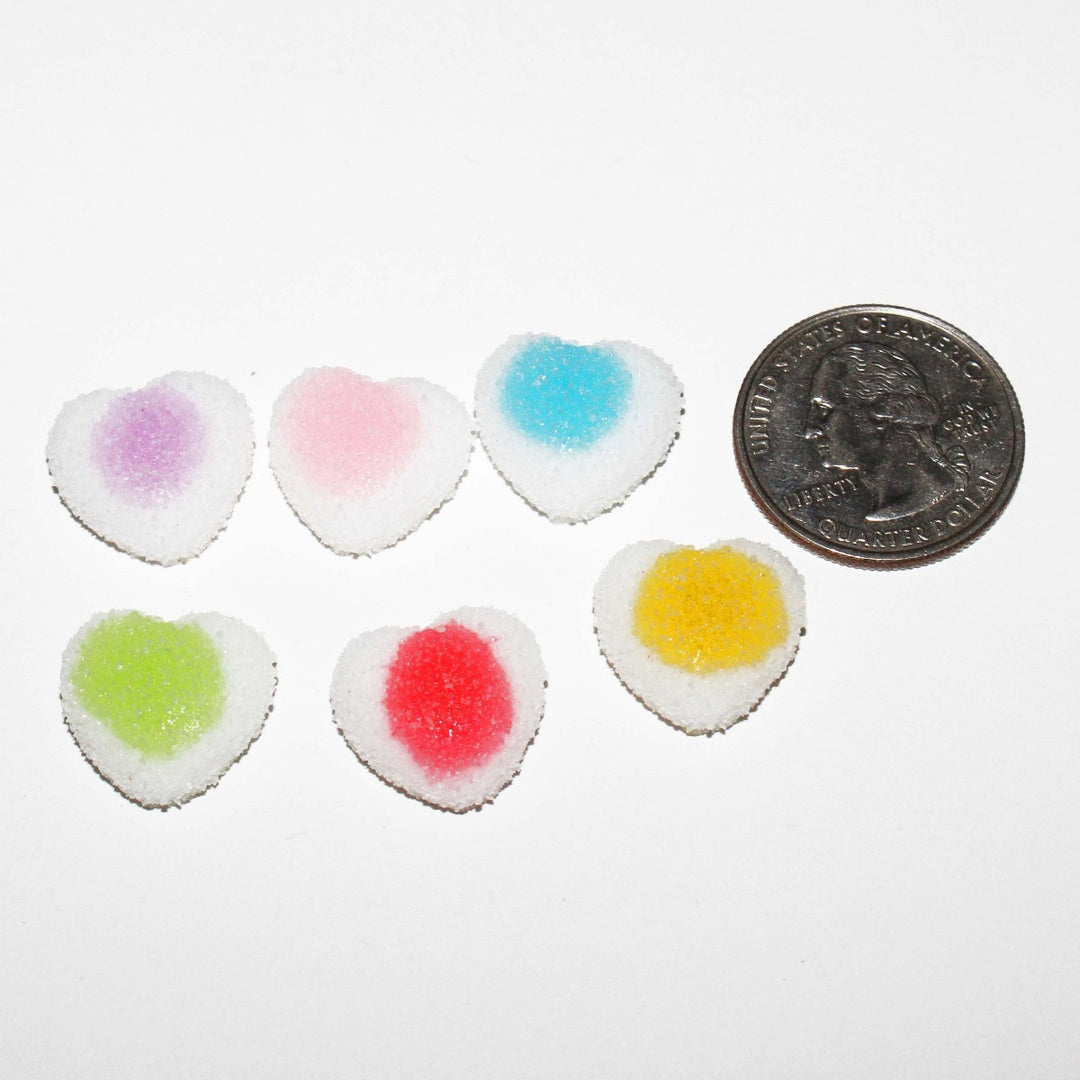 Sugar Heart Candy Cabochons Charms by GlitterLambs.com