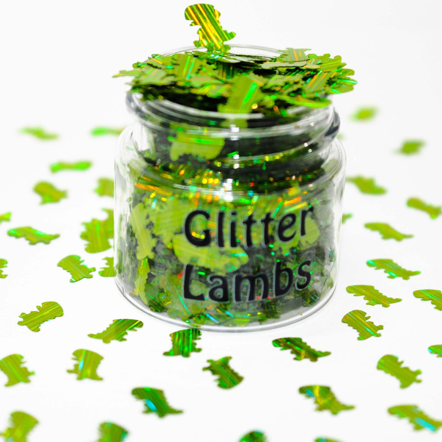 T-Rex Glitter | Green Holographic Dinosaurs – Glitter Lambs