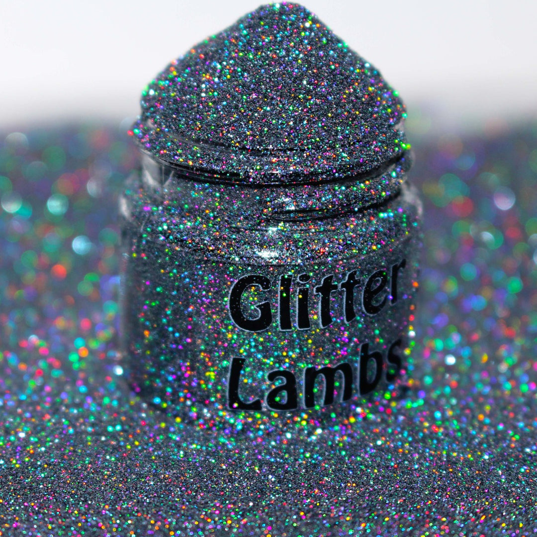 Time Warp Glitter by GlitterLambs.com | Gray Charcoal Holographic