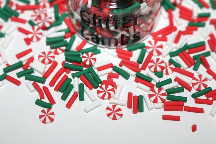 Twisted Peppermint Milkshake Christmas Clay Sprinkles by GlitterLambs.com
