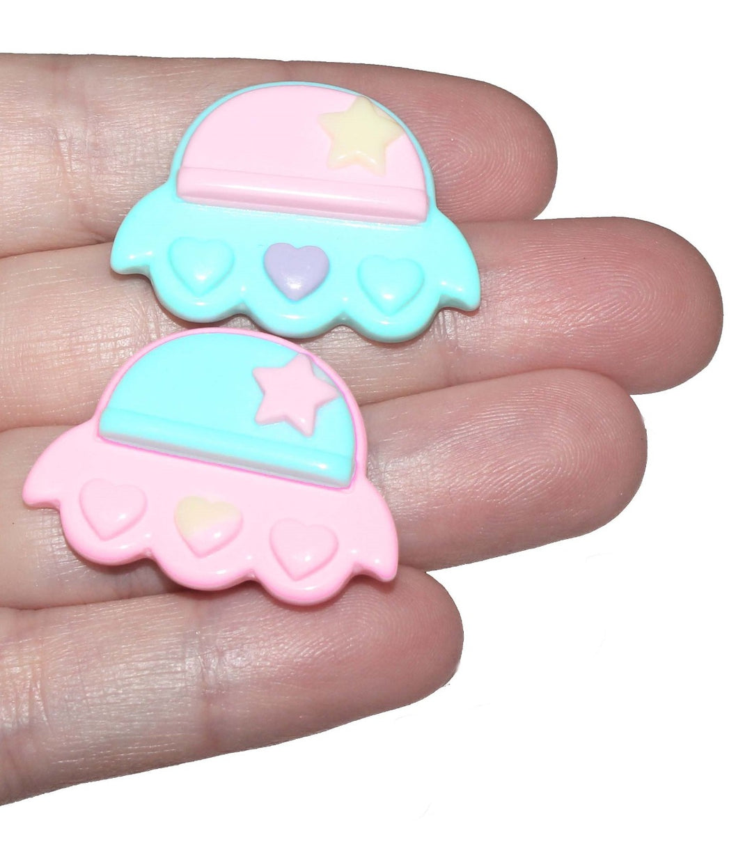 Pastel Kawaii UFO cabochons for crafts, jewelry making, etc by GlitterLambs.com